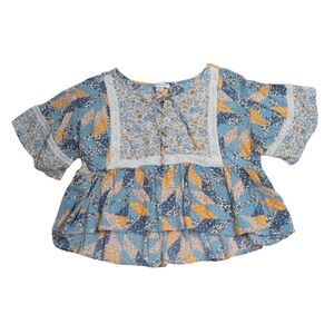 American Eagle Outfitters Top, Cropped Boho Hippie, Patchwork Lace, Sz Med